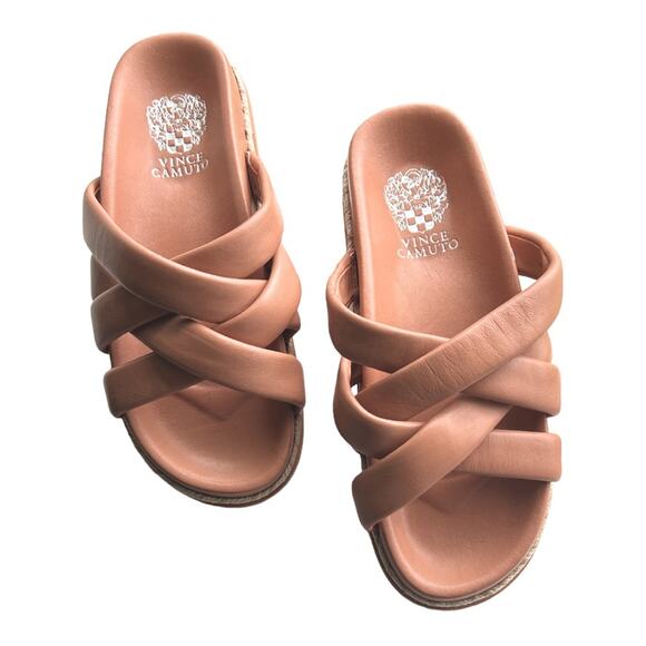 Vince Camuto Beige Chevelle Jute Wrapped Arch Support Leather Platform Sandals - Picture 3 of 8